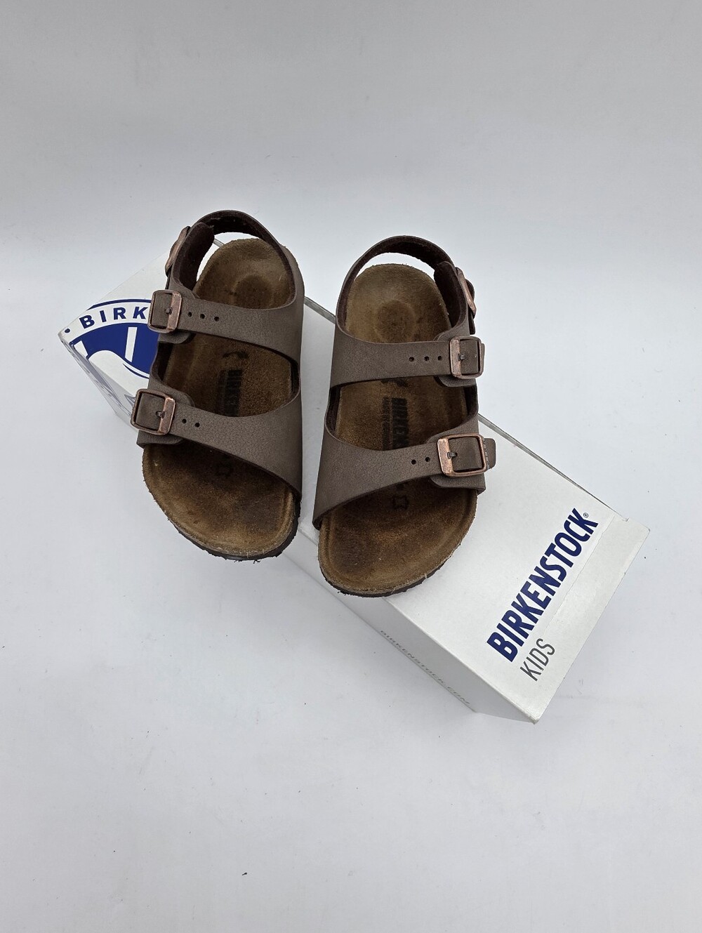 Birkenstock Kids Roma Brown Mocha Two-Strap Sandals with Buckles 7